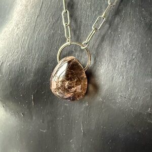 Garden quartz lodolite crystal Pendant Necklace lodolite lense witchy jewelry